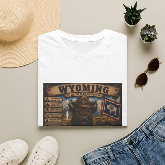 Wyoming Buffalo Vintage Graphic T‑Shirt — 'Wyoming: Like No Place on Earth' State Pride
