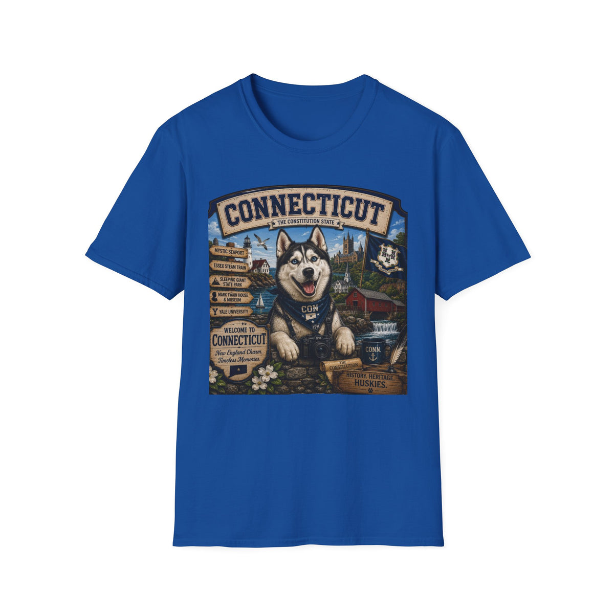 Connecticut Husky State T-Shirt — Vintage Connecticut Scenic Tee