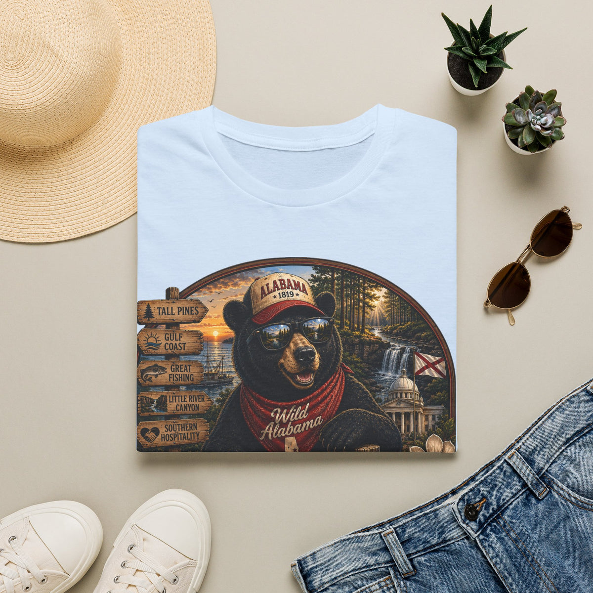 Alabama Bear Graphic T-Shirt — Vintage State Pride Tee