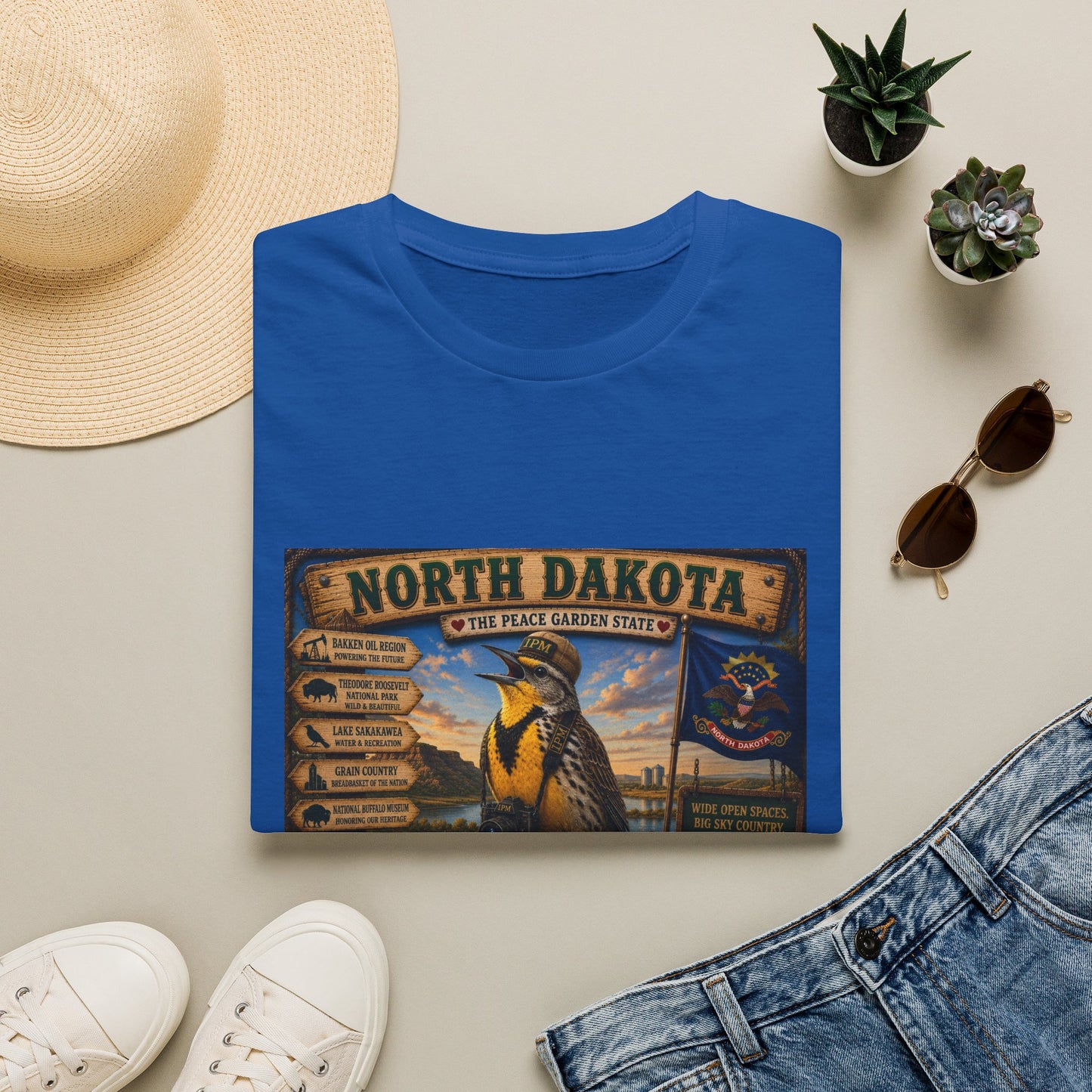 North Dakota State Pride T‑Shirt — "North Dakota: The Peace Garden State" Vintage Travel Design