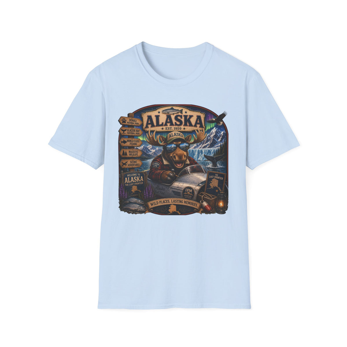 Alaska Moose Graphic T-Shirt — Vintage Wilderness Travel Souvenir