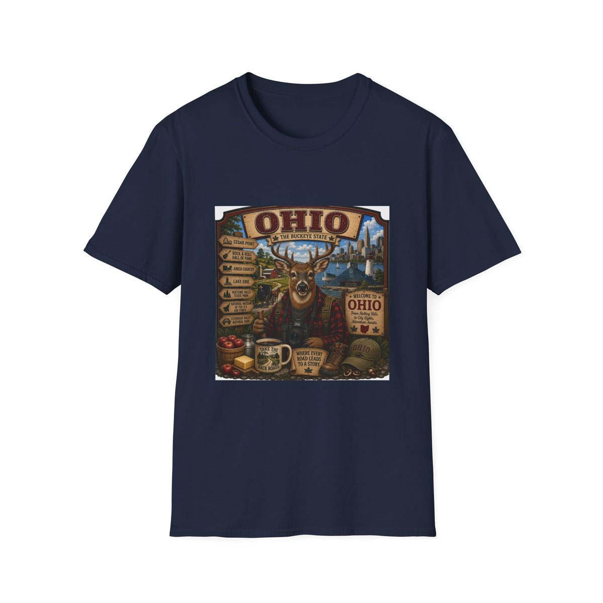 Ohio State Vintage Deer T-Shirt — Buckeye State Travel Graphic Tee