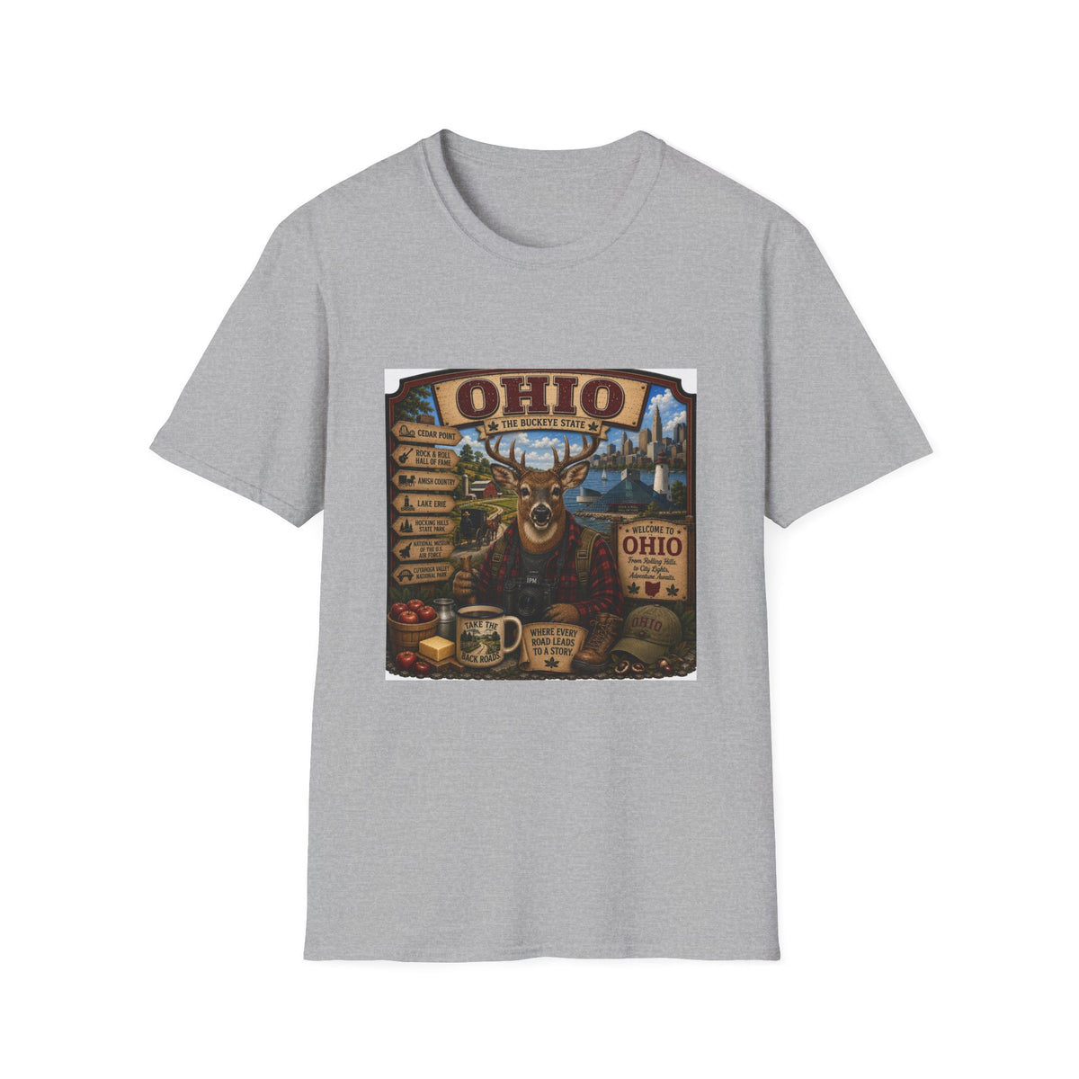 Ohio State Vintage Deer T-Shirt — Buckeye State Travel Graphic Tee