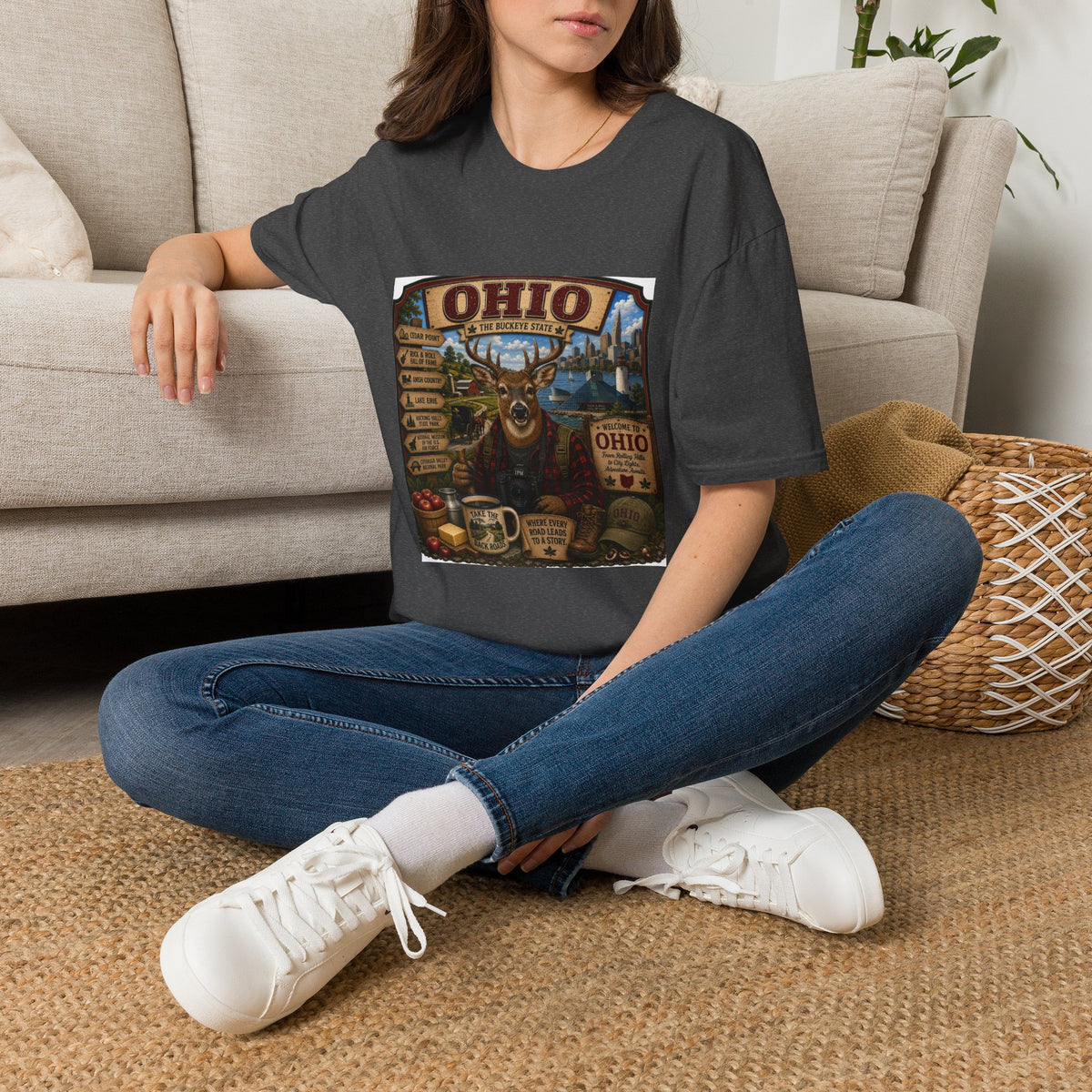Ohio State Vintage Deer T-Shirt — Buckeye State Travel Graphic Tee