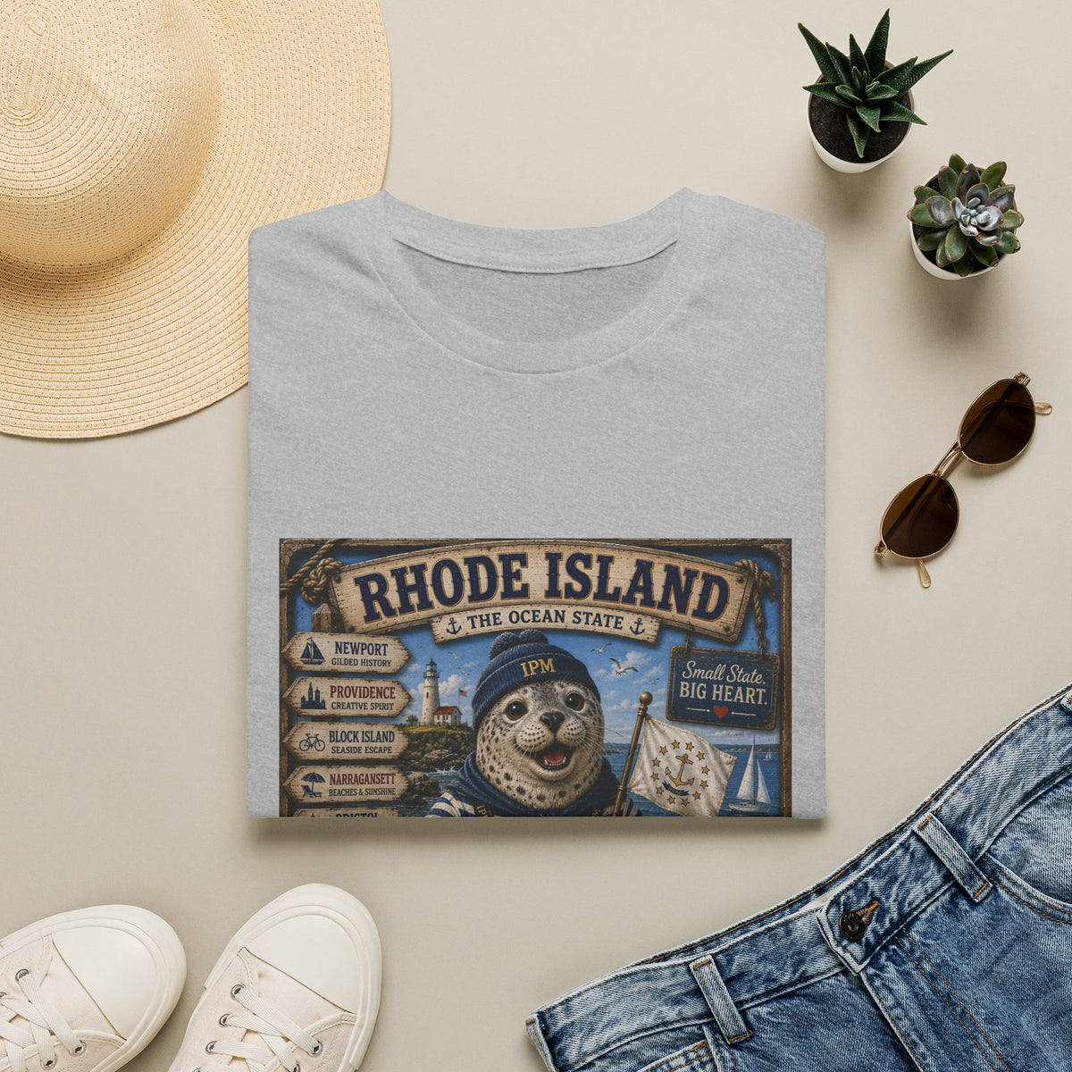 Rhode Island Sealife T-Shirt — 'The Ocean State' Vintage Seal Design
