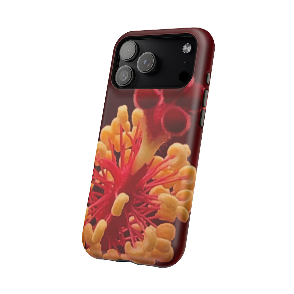 Floral Macro Phone Case — Red & Yellow Pollen Design (Magnetic Impact-Resistant)
