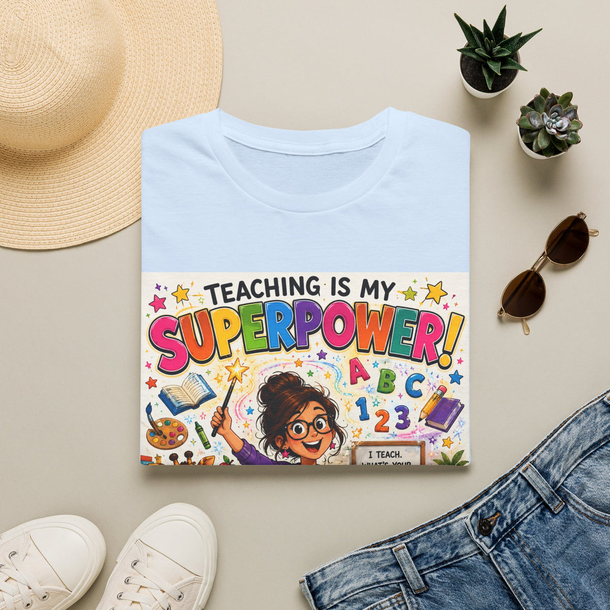 Teaching Is My Superpower T-Shirt — Colorful Teacher Appreciation Tee