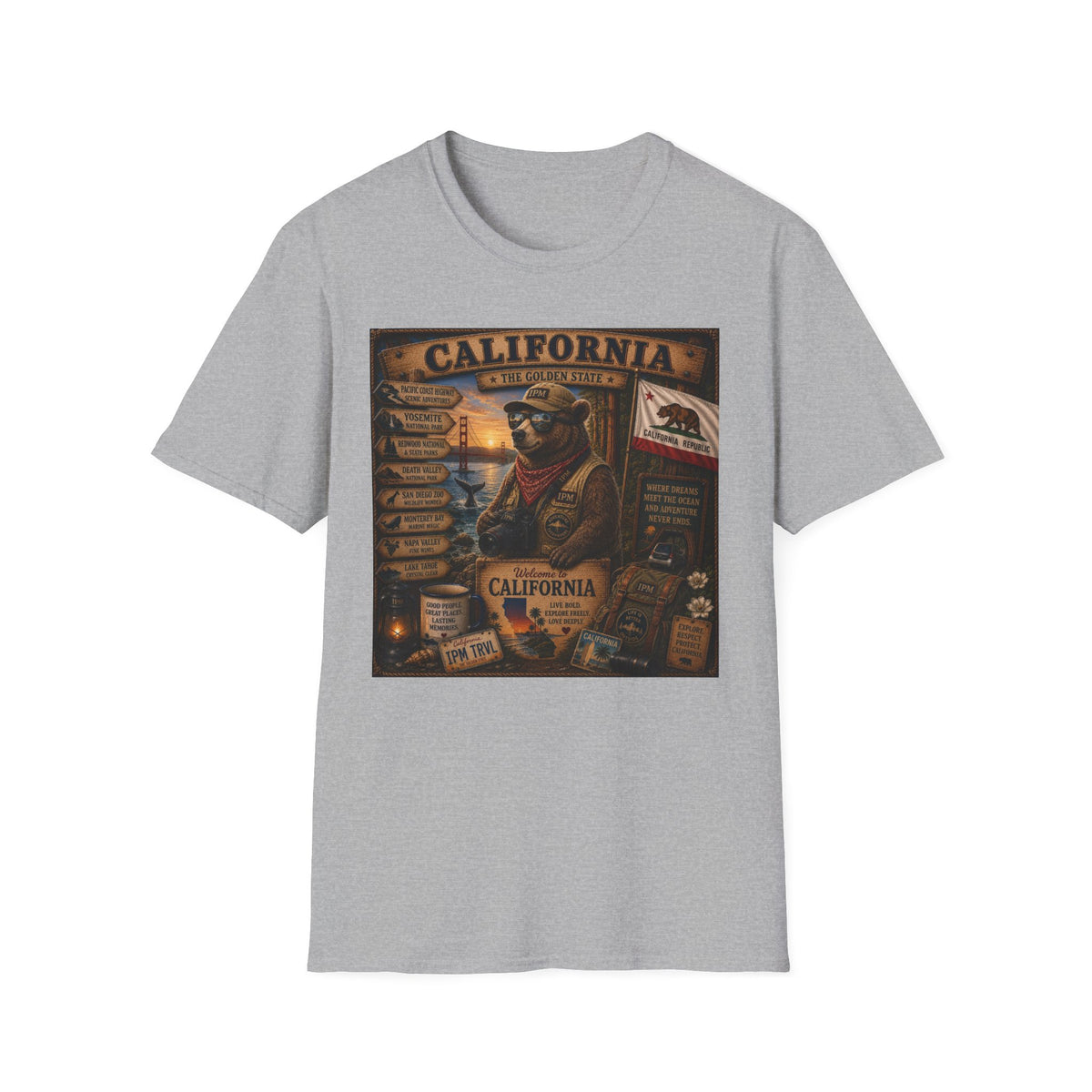 California Golden State Vintage Bear Graphic T-Shirt