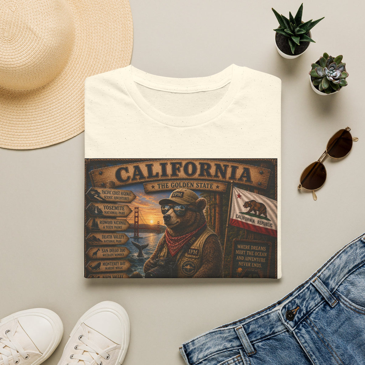 California Golden State Vintage Bear Graphic T-Shirt