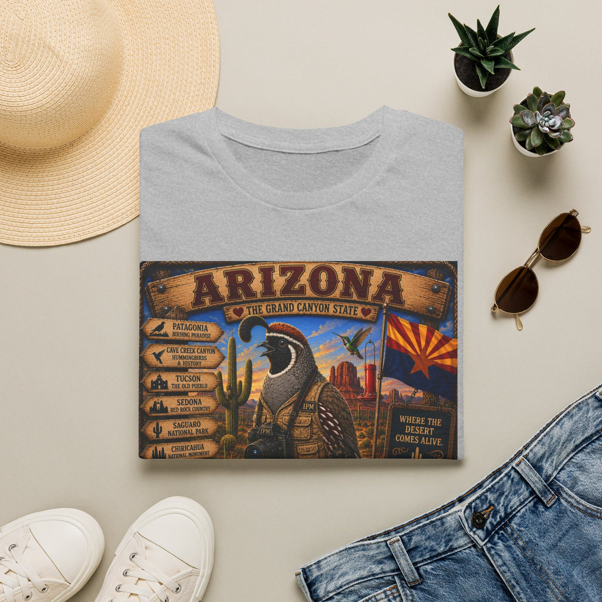 Arizona Vintage State Poster T‑Shirt — Grand Canyon Travel Tee