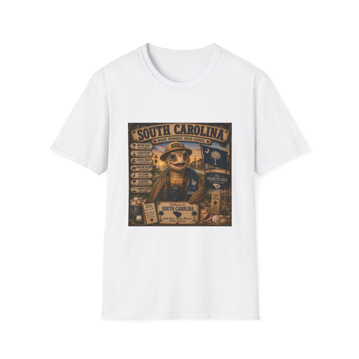 South Carolina Turtle Vintage Graphic T-Shirt — "Where Memories Wash Ashore"