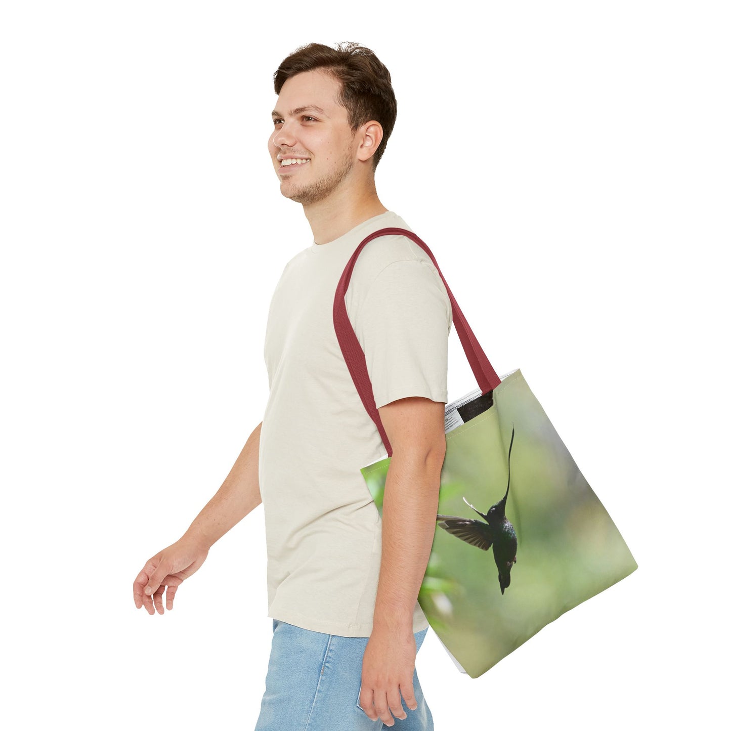 Hummingbird Tote Bag, Colorful Eco-Friendly Shopper, Summer Beach Bag, Floral Gift Bag, Lightweight Carry-All