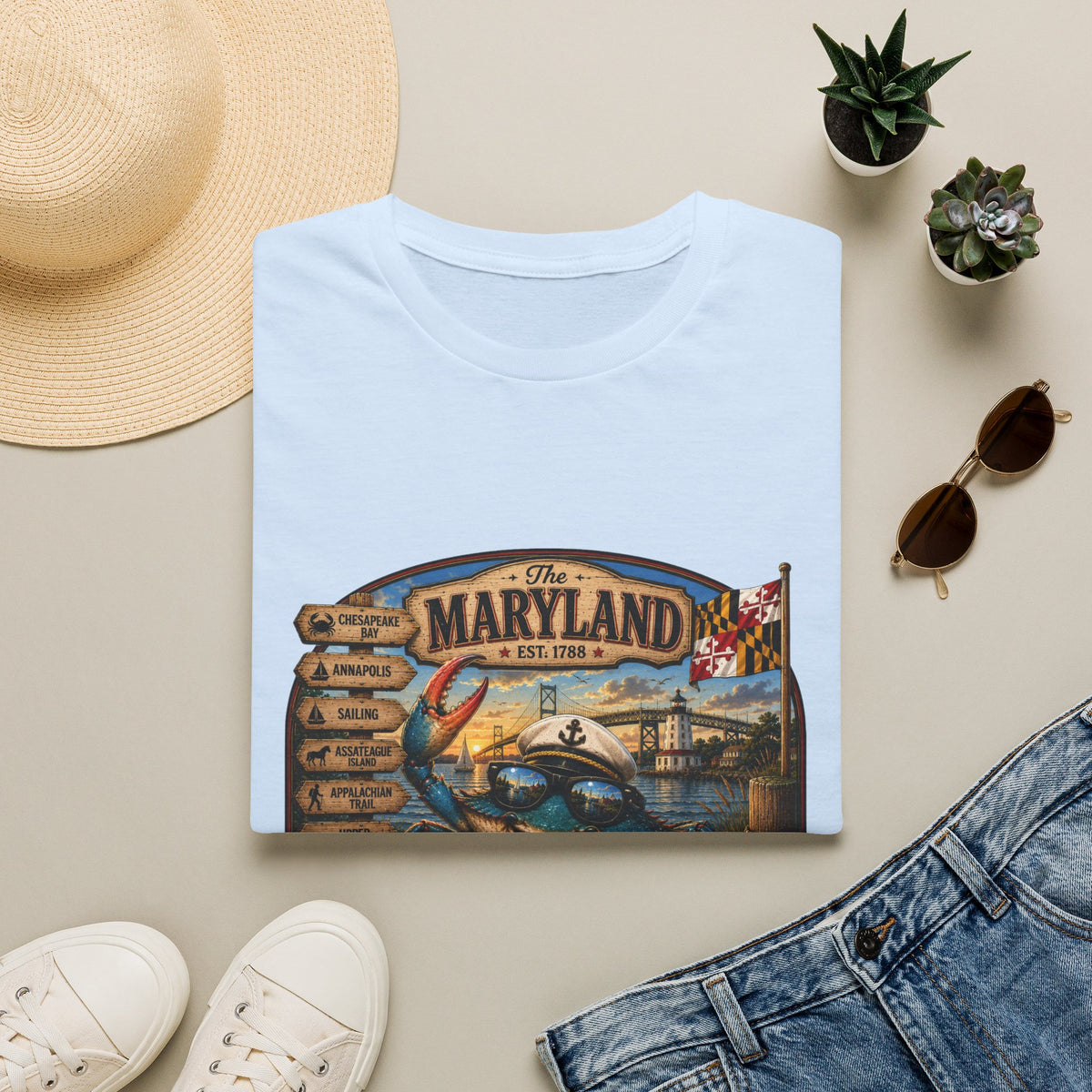 Maryland Vintage Crab T-Shirt – Chesapeake Bay Coastal Travel Tee