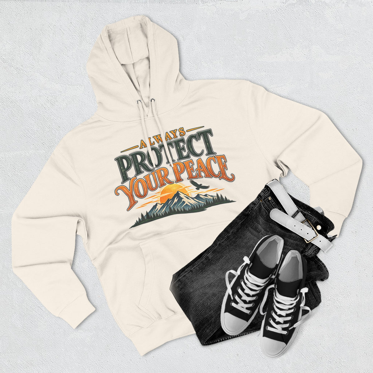 Hoodie - "Always Protect Your Peace" Mountain Graphic Fleece Hoodie