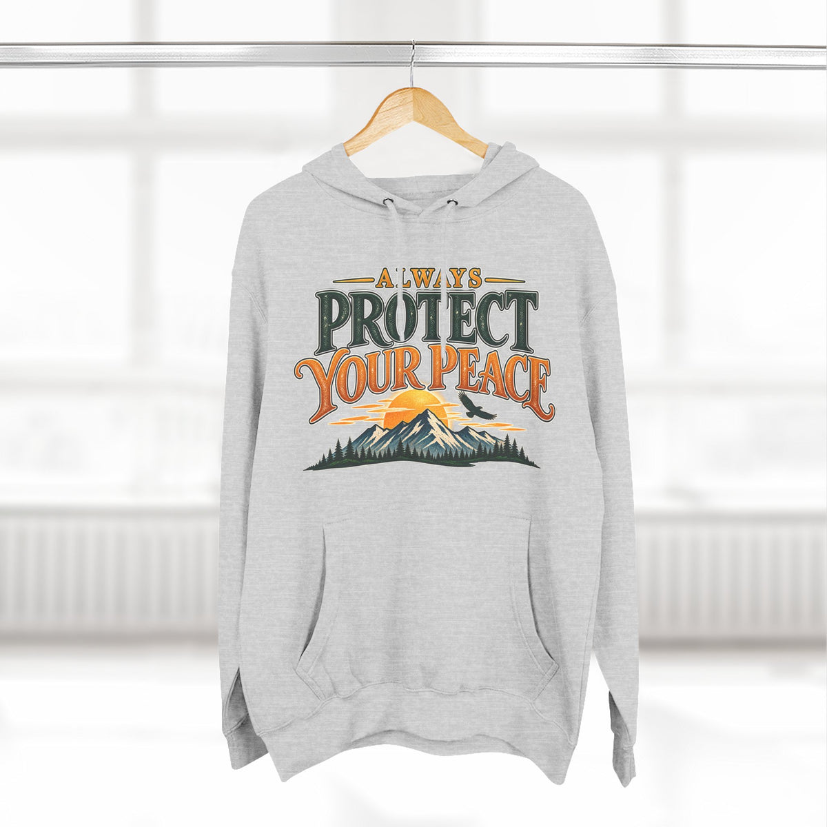 Hoodie - "Always Protect Your Peace" Mountain Graphic Fleece Hoodie