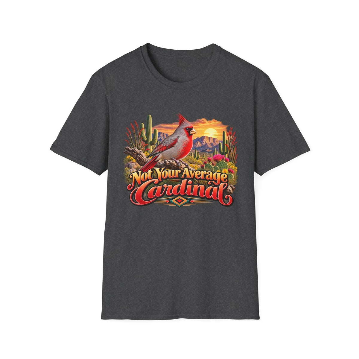 Cardinal Desert Sunset T-Shirt — "Not Your Average Cardinal" Graphic Tee