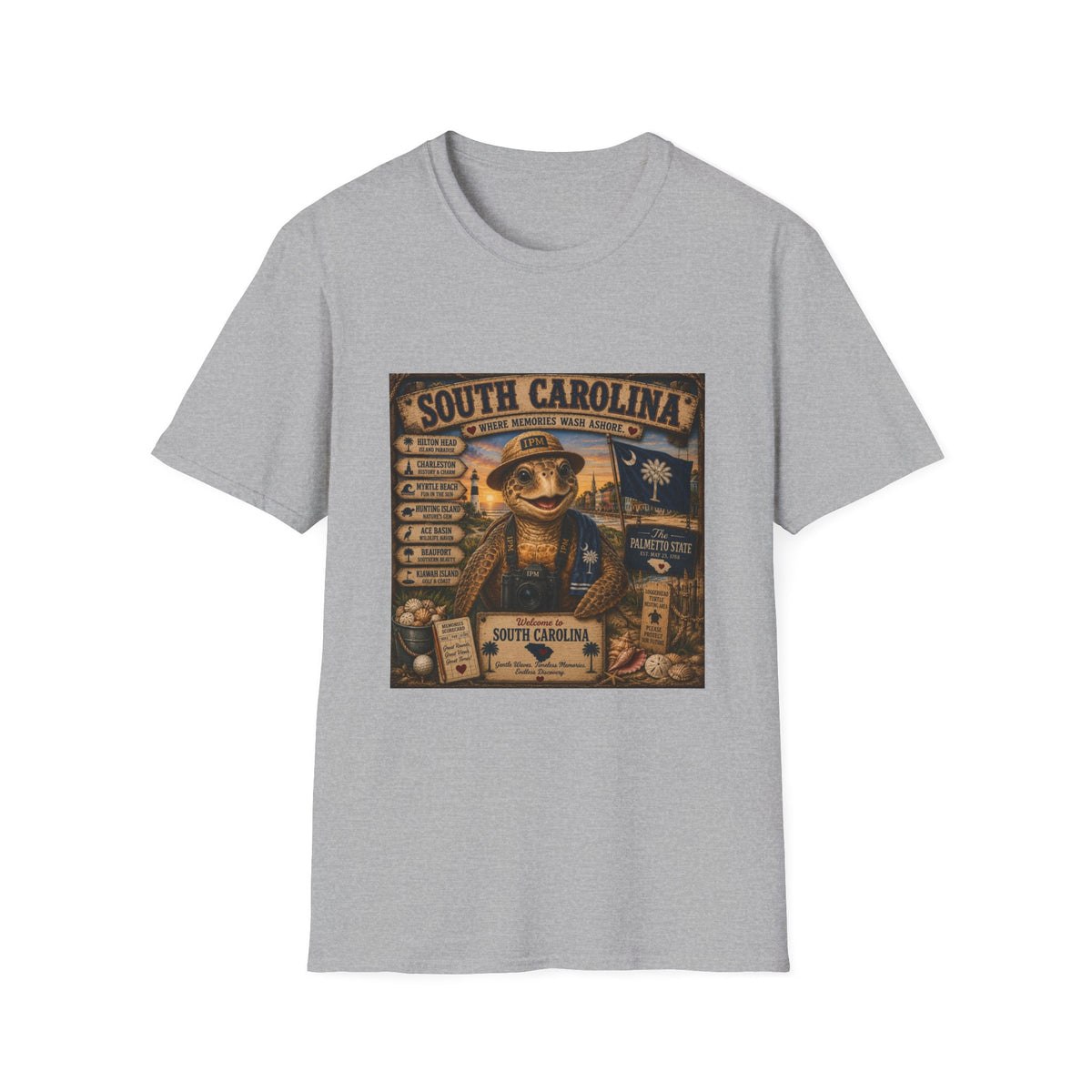 South Carolina Turtle Vintage Graphic T-Shirt — "Where Memories Wash Ashore"