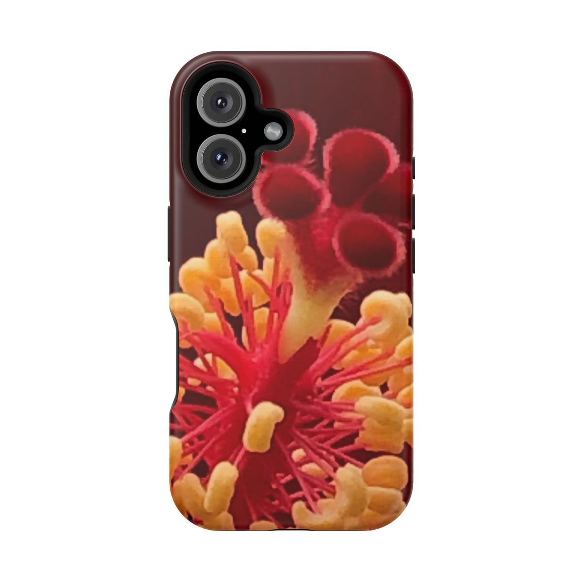 Floral Macro Phone Case — Red & Yellow Pollen Design (Magnetic Impact-Resistant)