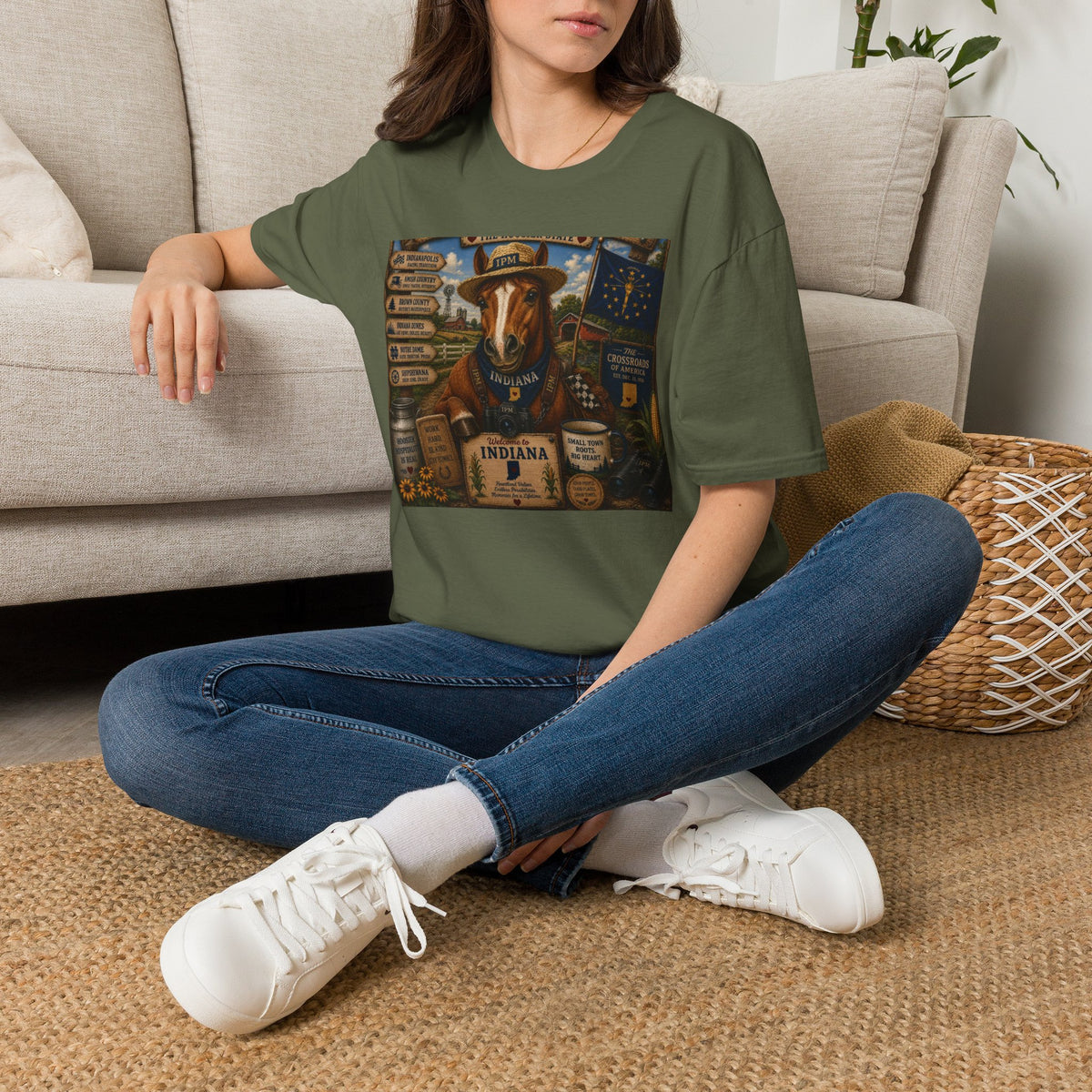 Indiana Scout Dog T-Shirt — Vintage State Travel Poster Design
