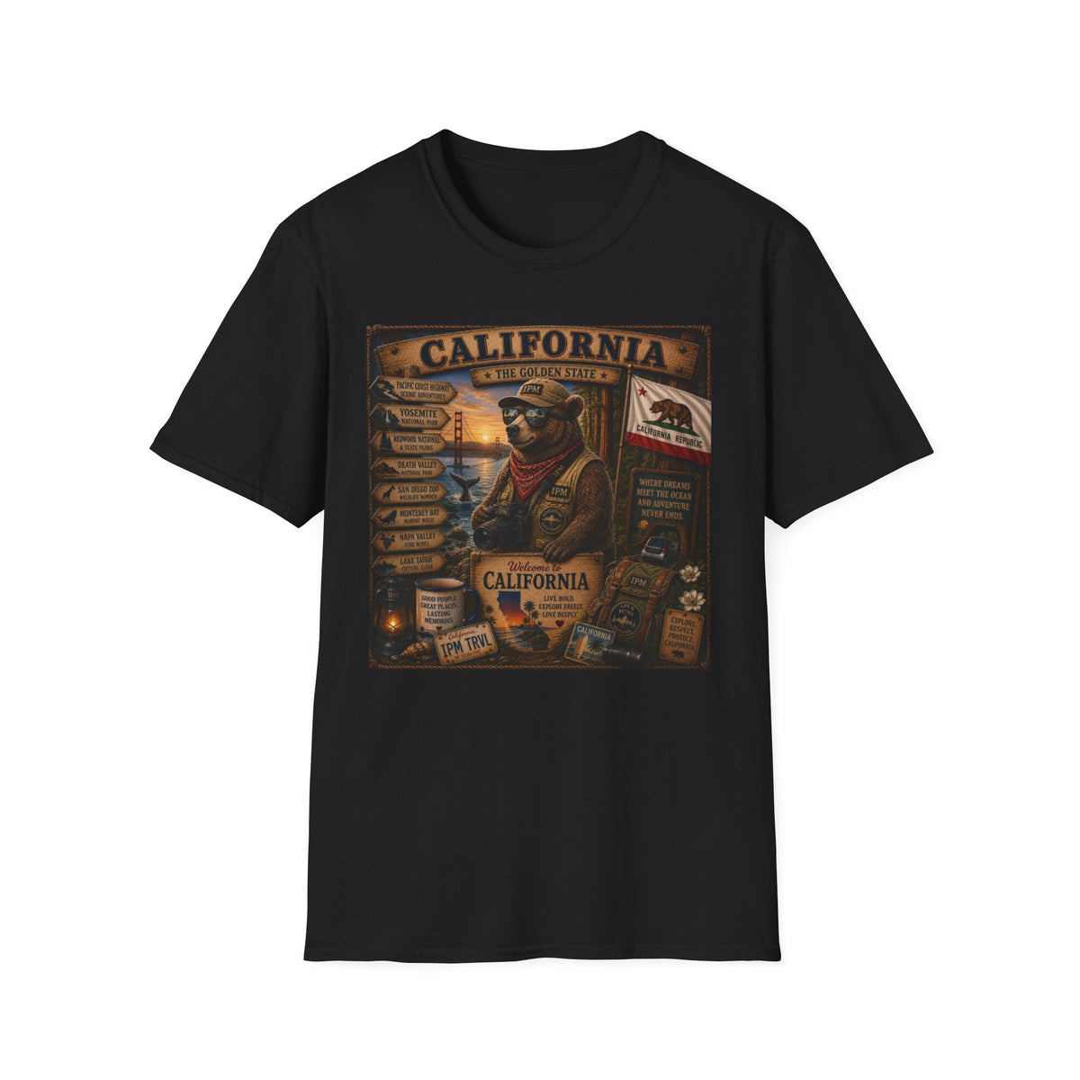 California Golden State Vintage Bear Graphic T-Shirt