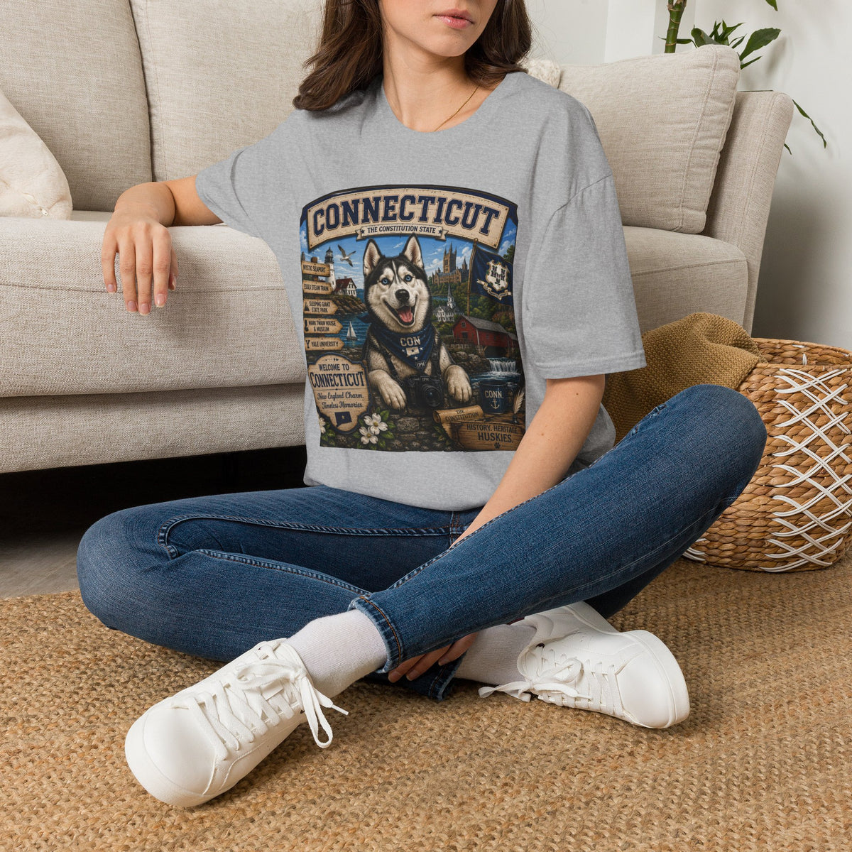Connecticut Husky State T-Shirt — Vintage Connecticut Scenic Tee