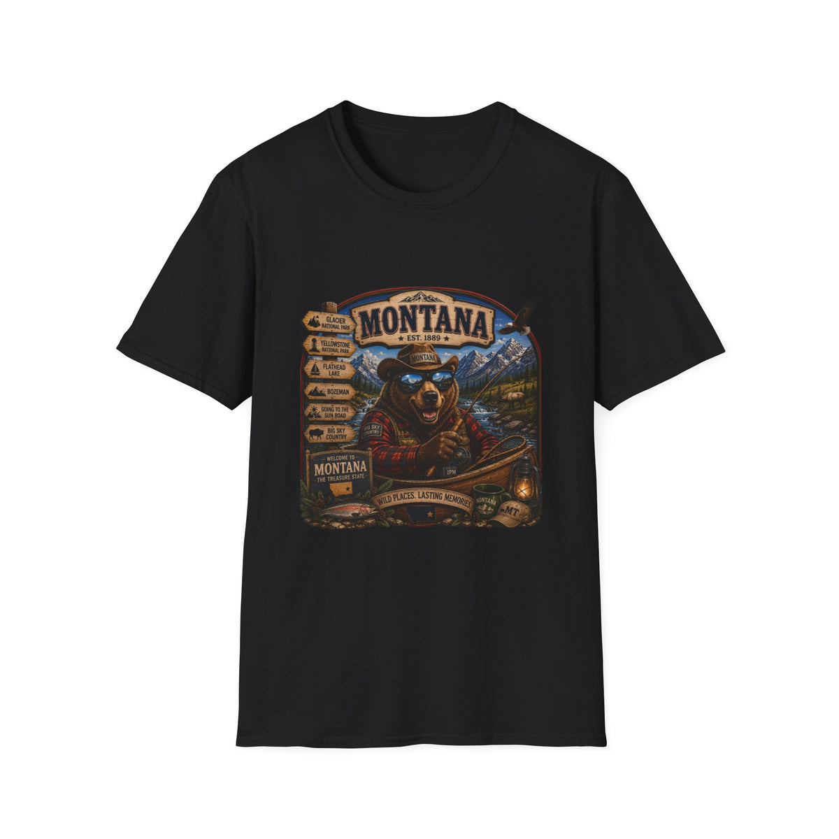 Montana Bear Graphic T-Shirt — Vintage Outdoor Scenic Tee