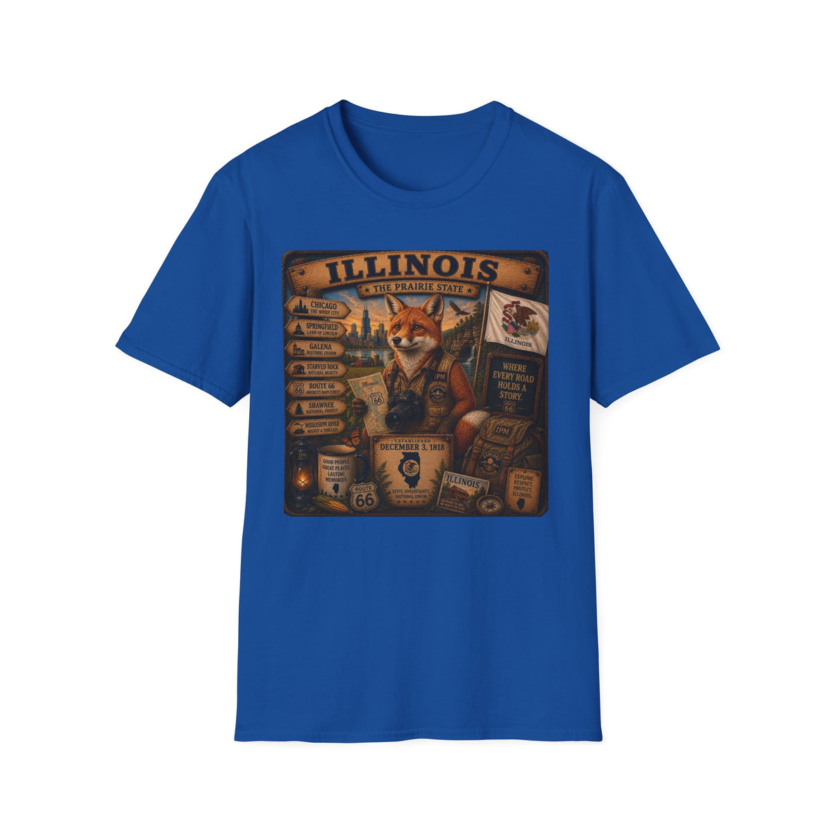 Illinois Vintage Fox Tee — The Prairie State Travel Souvenir T-Shirt