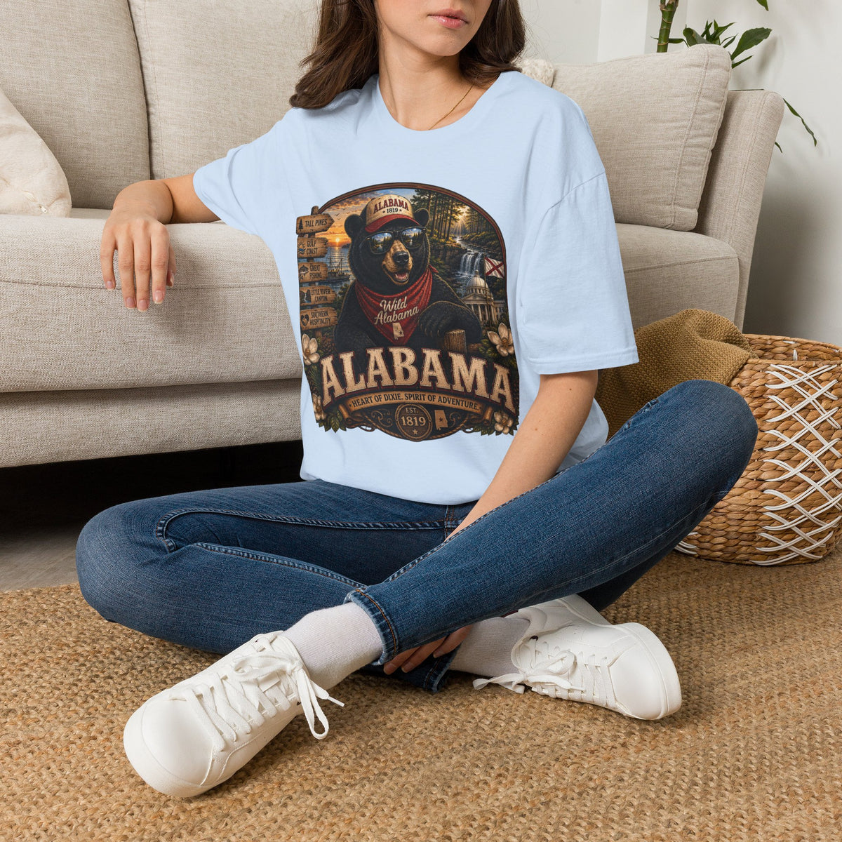 Alabama Bear Graphic T-Shirt — Vintage State Pride Tee