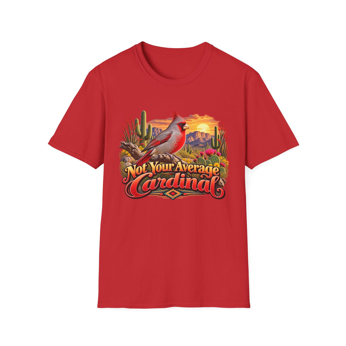 Cardinal Desert Sunset T-Shirt — "Not Your Average Cardinal" Graphic Tee