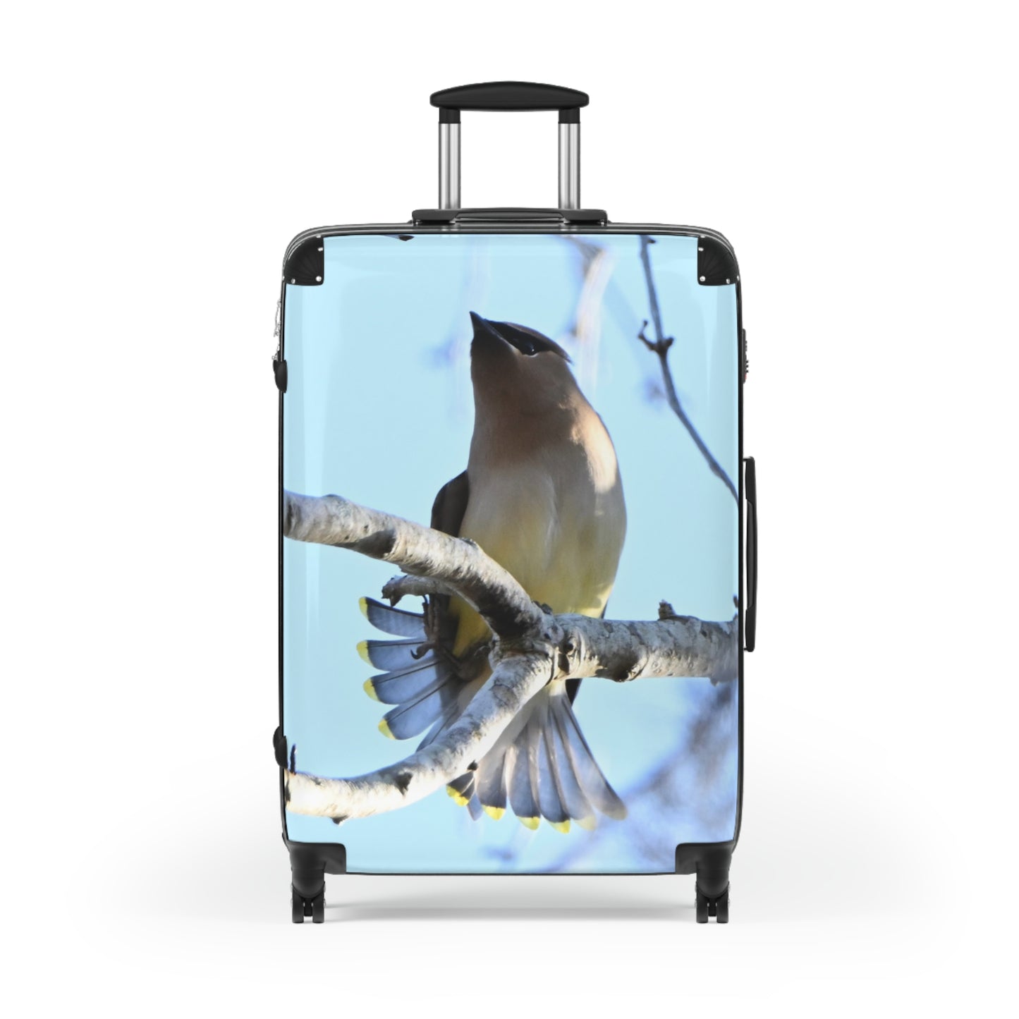 Cedar Waxwing Bird Suitcase — Lightweight Carry-On Luggage with Nature Photography Design