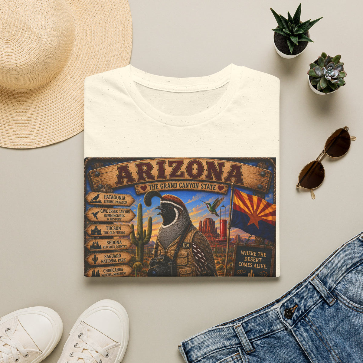Arizona Vintage State Poster T‑Shirt — Grand Canyon Travel Tee