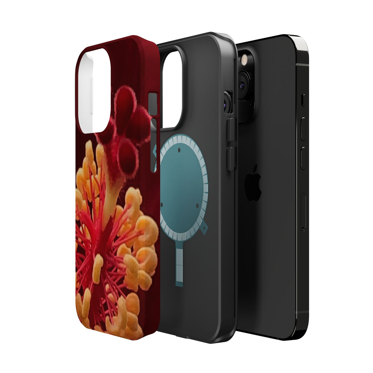 Floral Macro Phone Case — Red & Yellow Pollen Design (Magnetic Impact-Resistant)