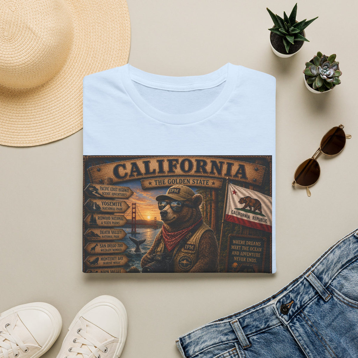 California Golden State Vintage Bear Graphic T-Shirt