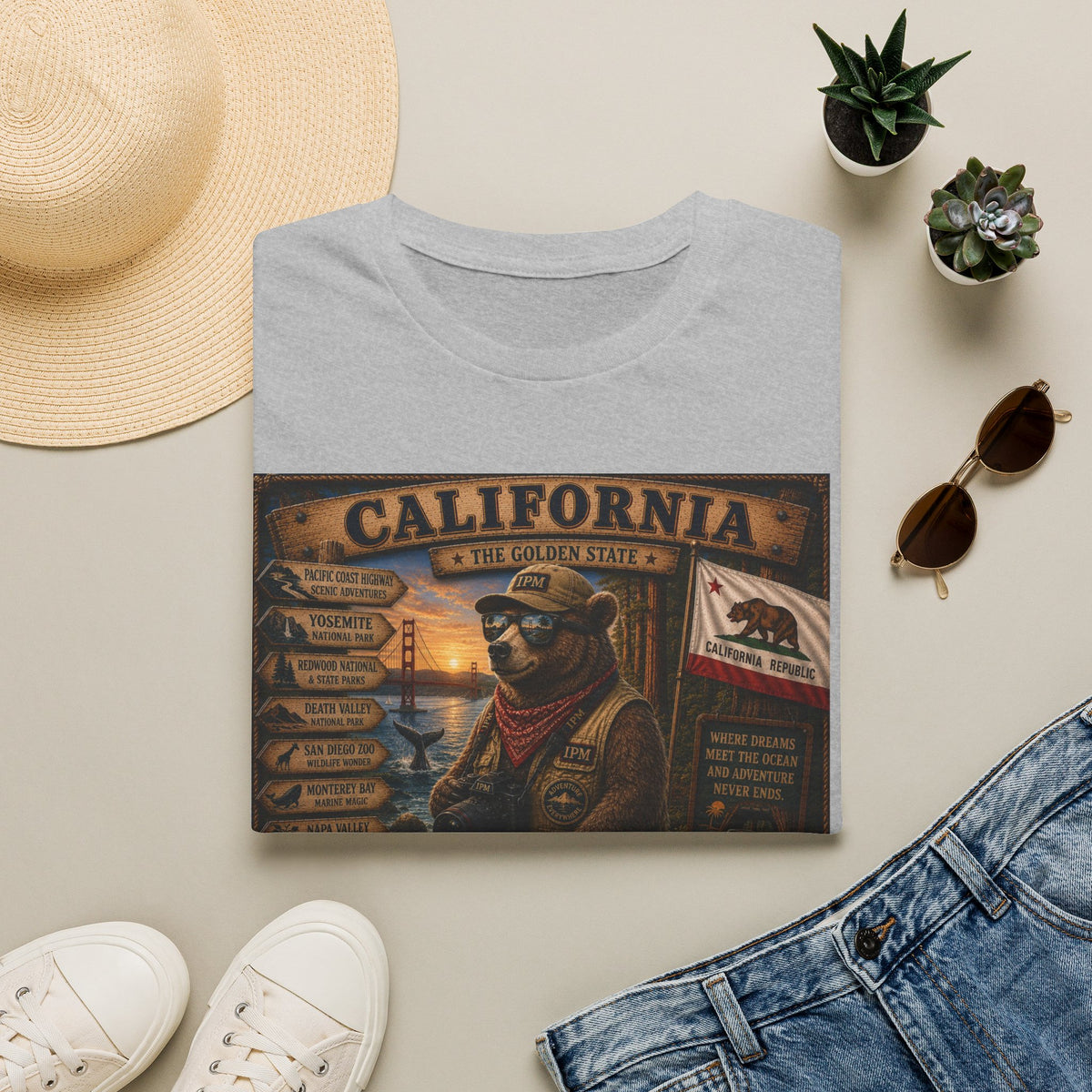 California Golden State Vintage Bear Graphic T-Shirt