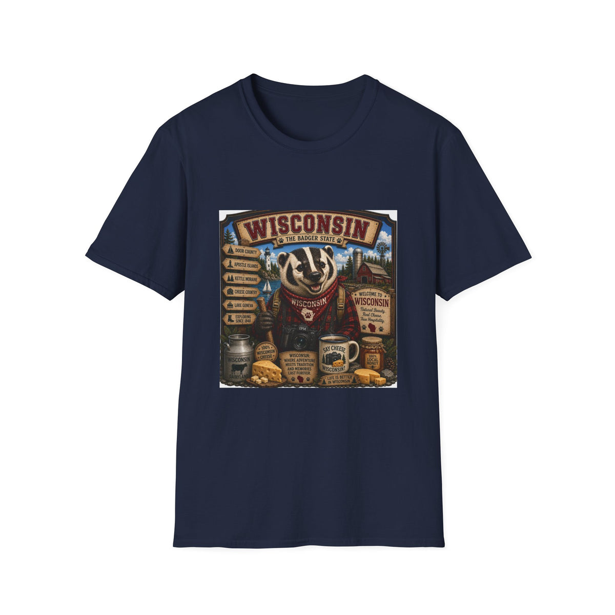 Wisconsin Badger Retro Travel T-Shirt — Vintage State Pride Tee
