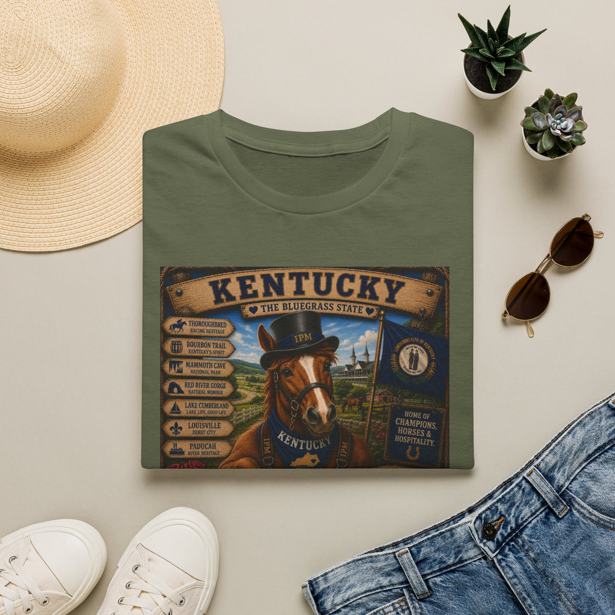 Kentucky Horse State Retro Vintage Graphic T-Shirt