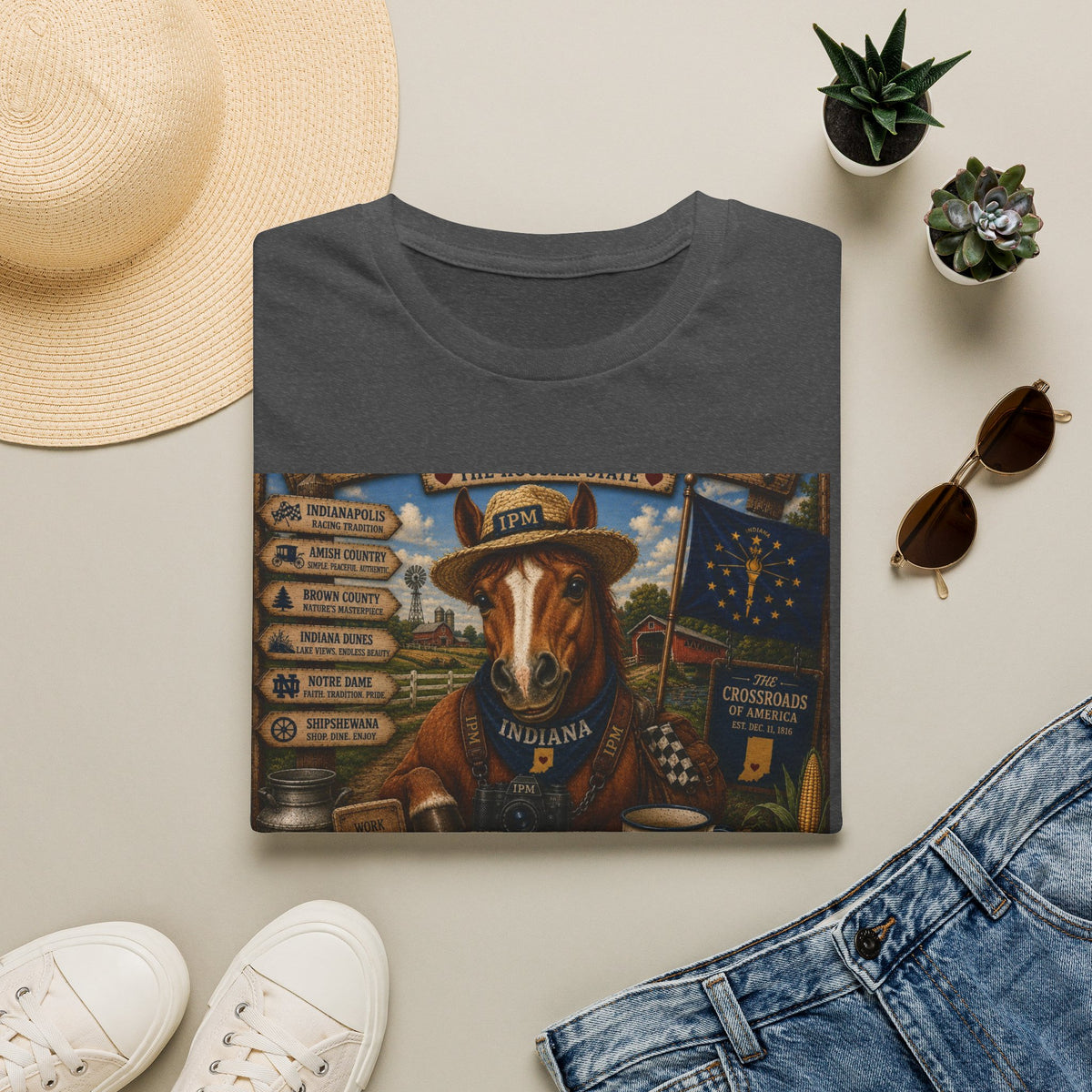 Indiana Scout Dog T-Shirt — Vintage State Travel Poster Design