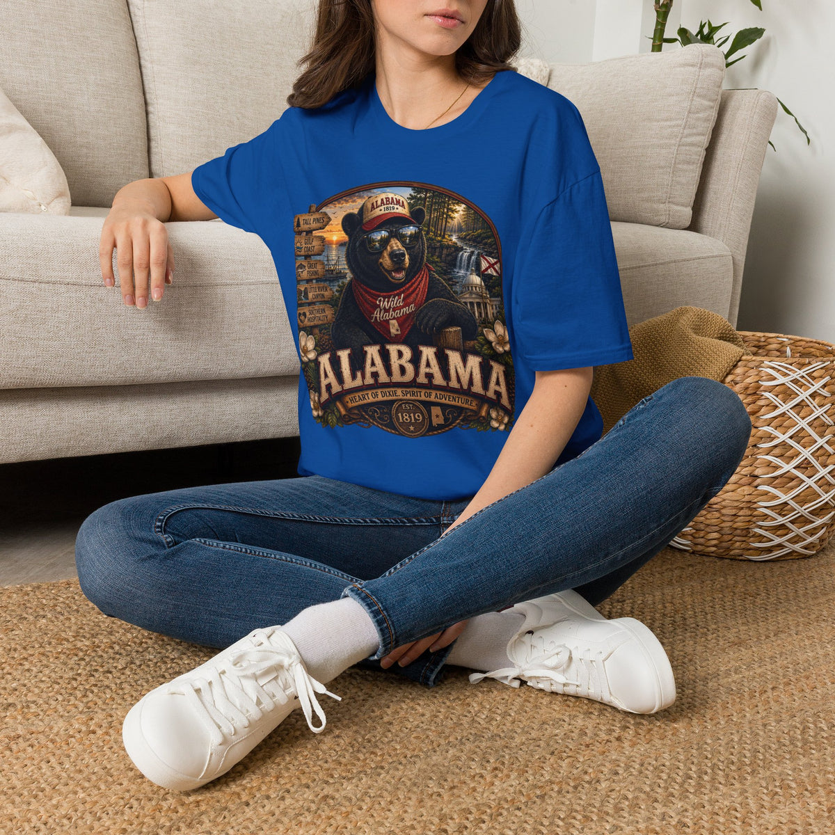 Alabama Bear Graphic T-Shirt — Vintage State Pride Tee