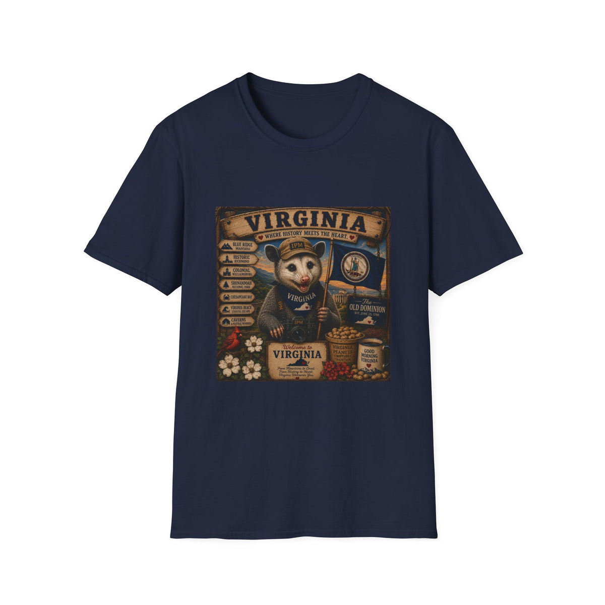 Virginia State Vintage Puppy T‑Shirt — Retro Travel Badge Design
