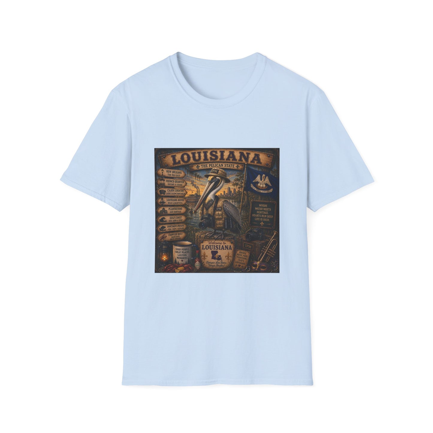 Louisiana Pelican State Vintage Poster T-Shirt — Retro Travel Souvenir