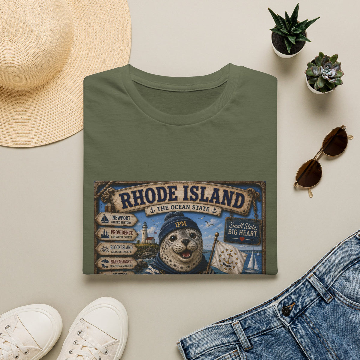 Rhode Island Sealife T-Shirt — 'The Ocean State' Vintage Seal Design