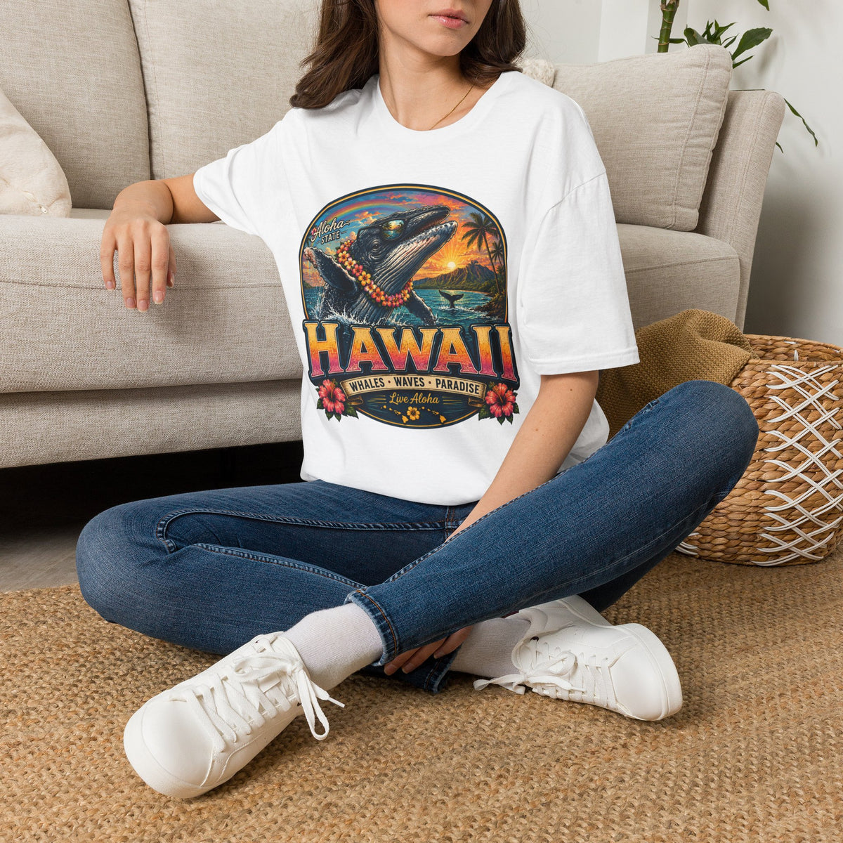 Hawaii Whale Sunset T-Shirt — Aloha Tropical Island Graphic Tee