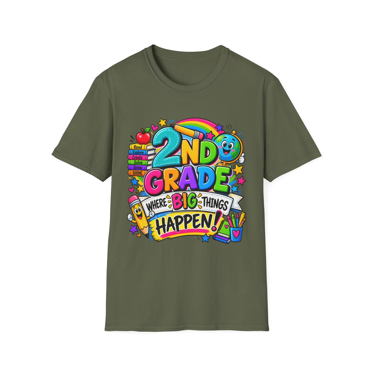 2nd Grade T-Shirt — Colorful Back-to-School Kids Tee (“2nd Grade Where Big Things Happen!”)