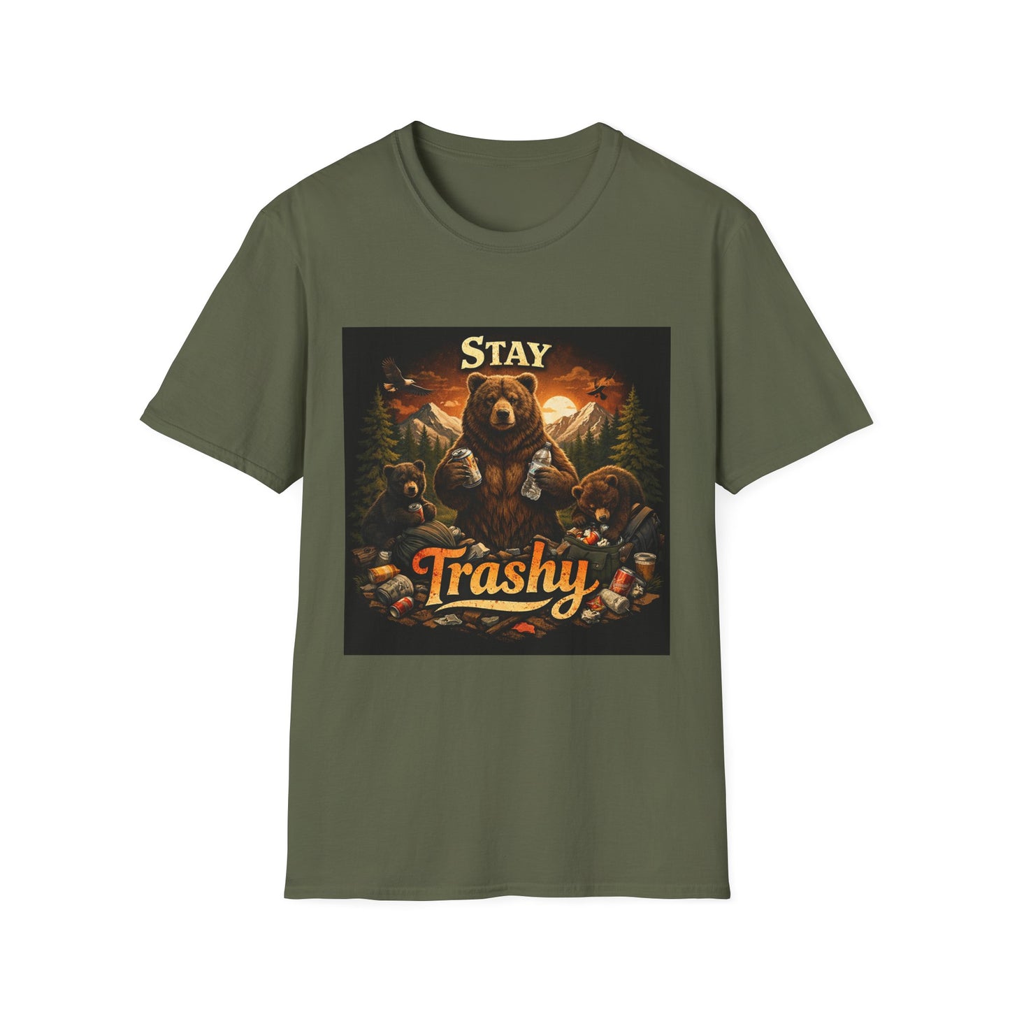 Stay Trashy Bear T-Shirt – Funny Vintage Camping Graphic Tee