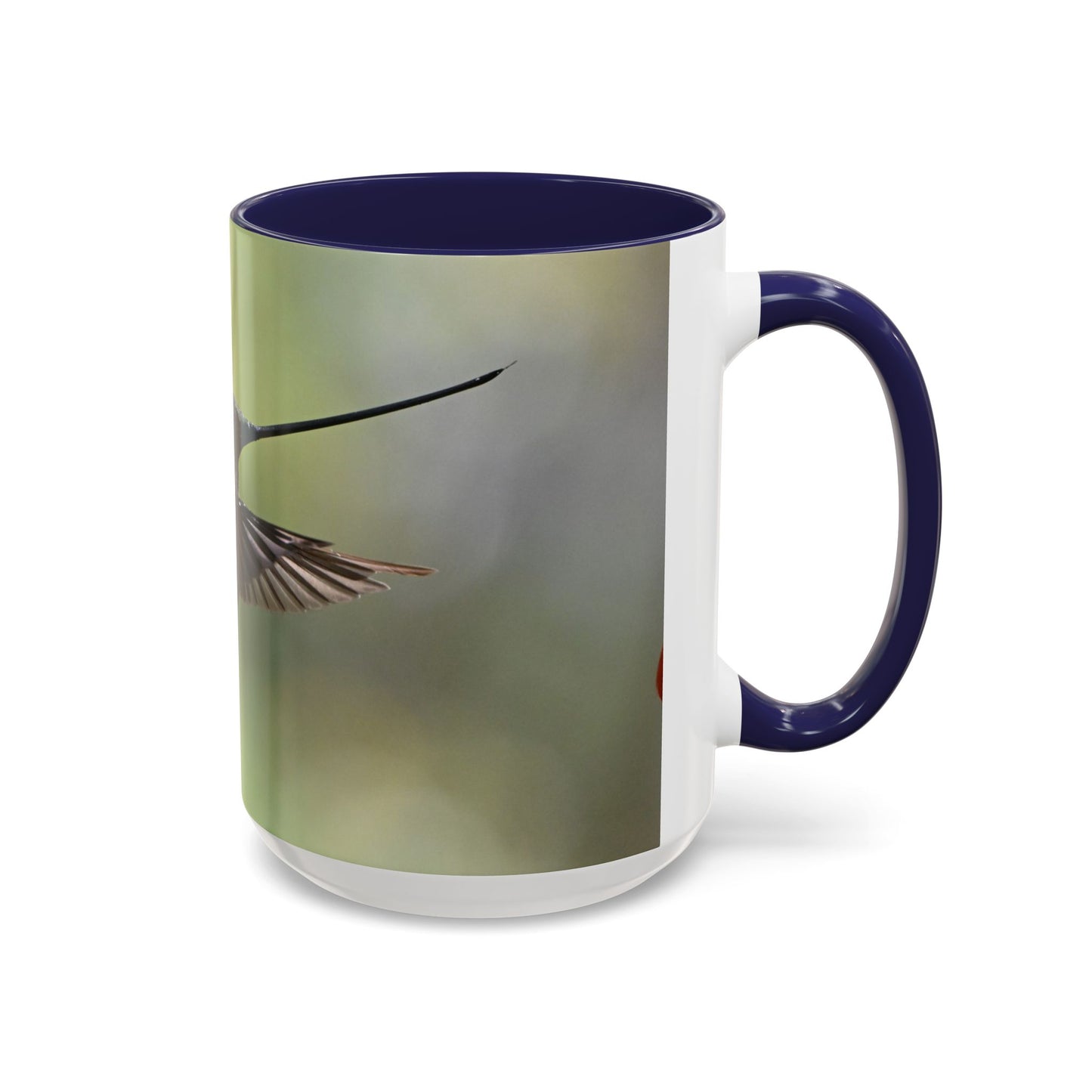 Hummingbird Accent Coffee Mug – 11/15oz Ceramic Mug with Black Interior & Handle