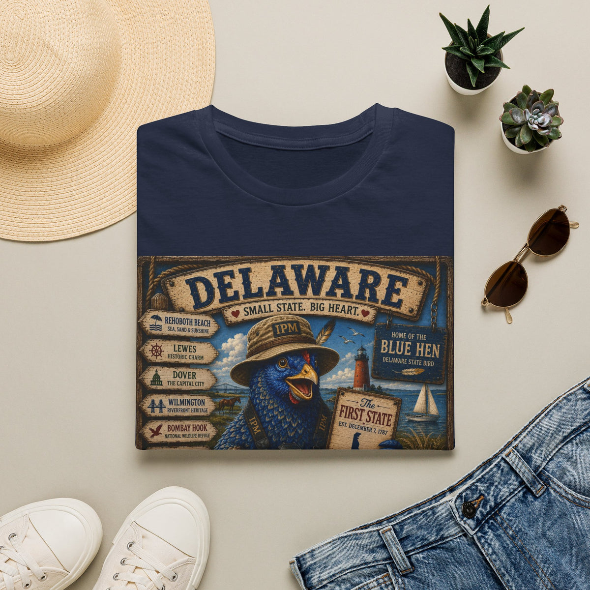 Delaware Blue Hen Vintage State Pride T-Shirt