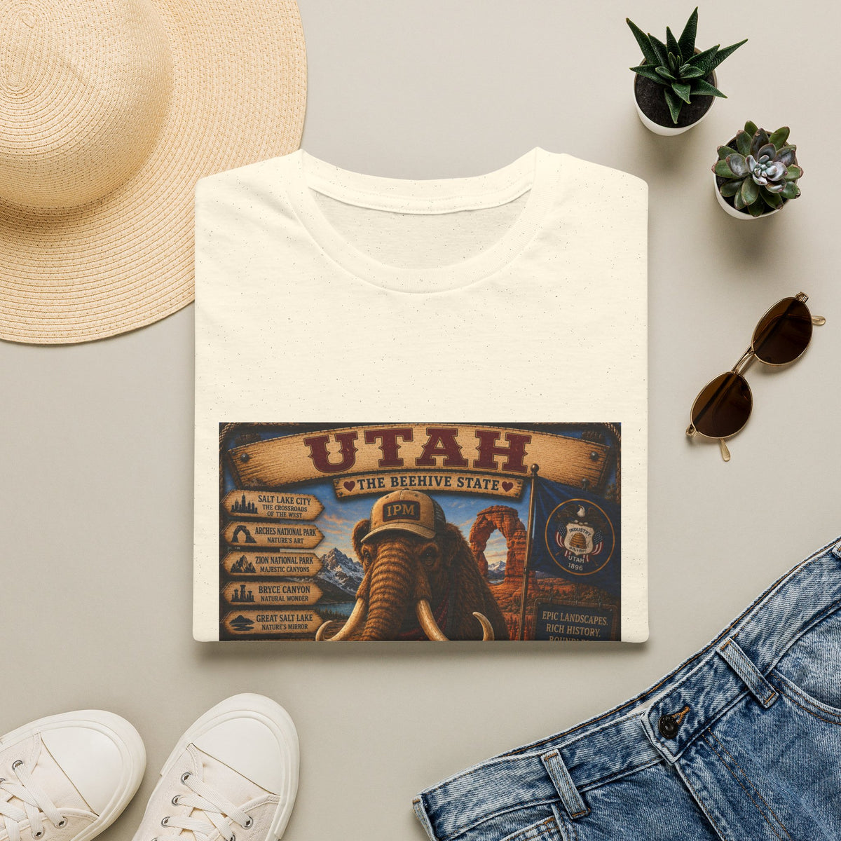 Utah The Beehive State Vintage Mammoth T-Shirt