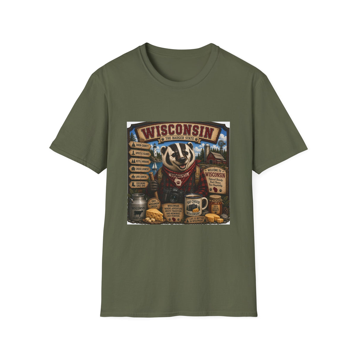 Wisconsin Badger Retro Travel T-Shirt — Vintage State Pride Tee