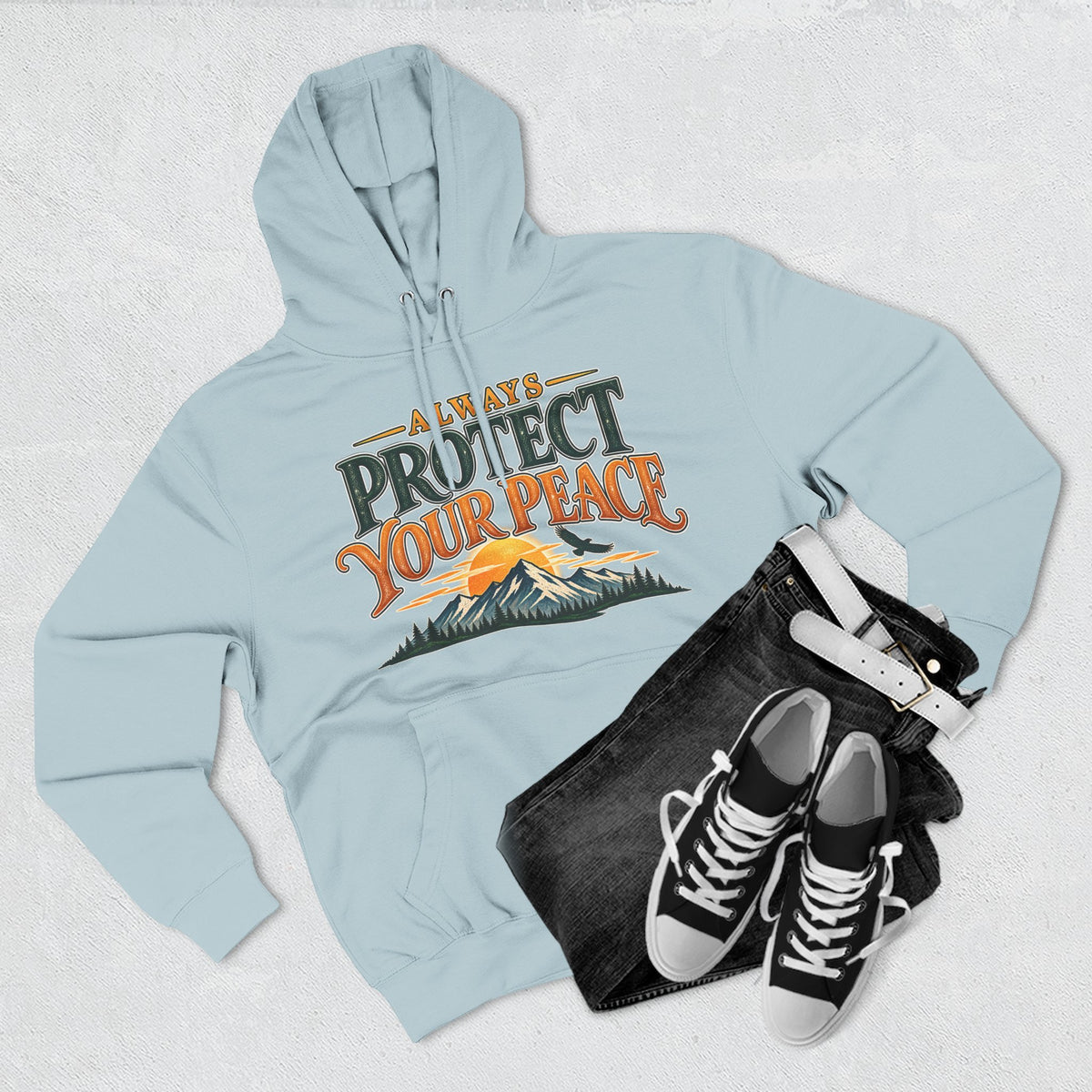 Hoodie - "Always Protect Your Peace" Mountain Graphic Fleece Hoodie