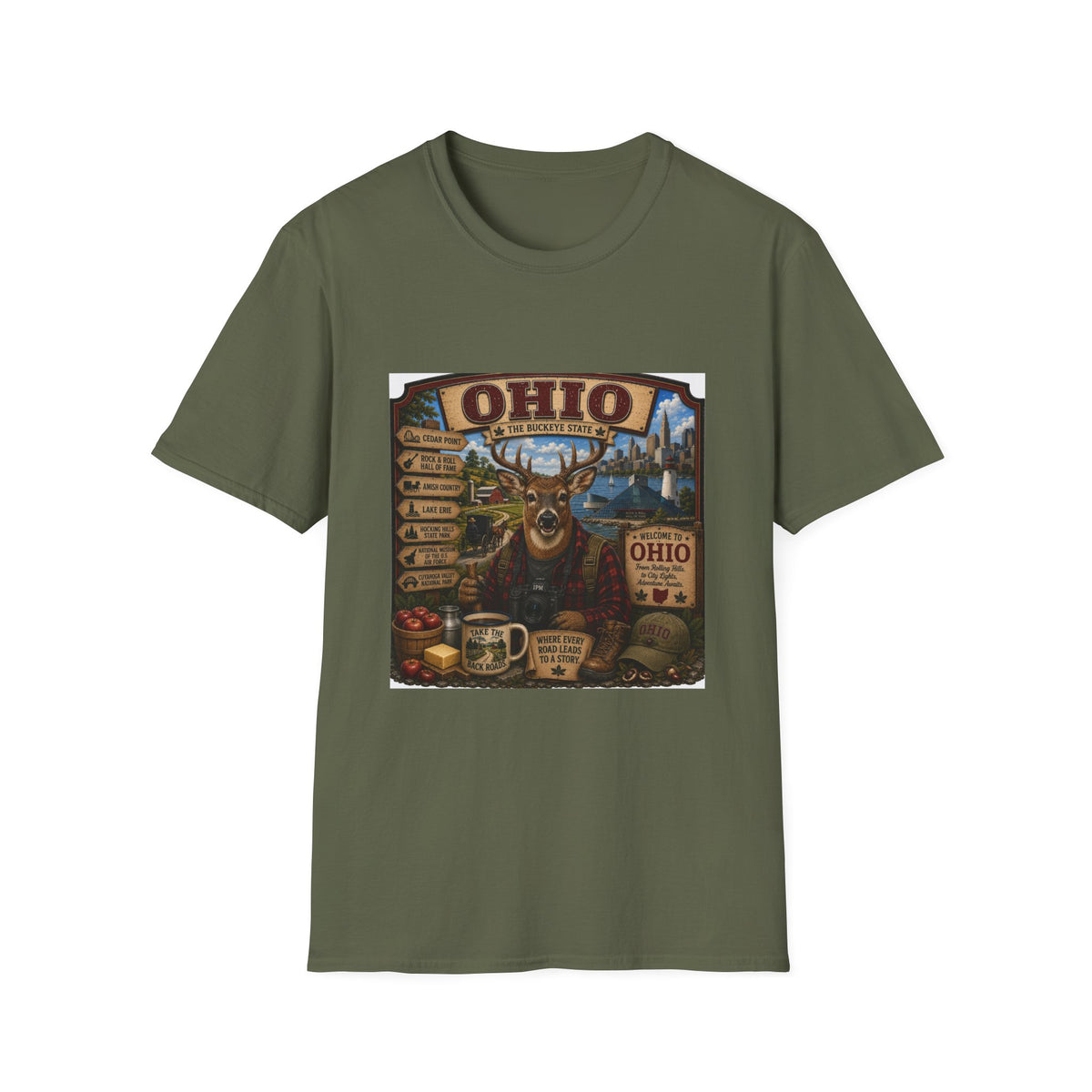 Ohio State Vintage Deer T-Shirt — Buckeye State Travel Graphic Tee